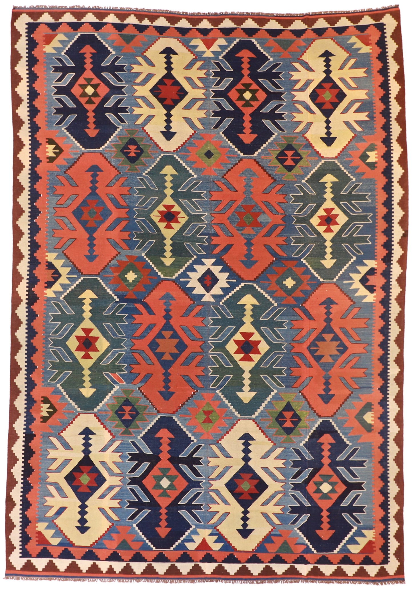 10x14 - Kilim Wool Geometric Rectangle - Hand Knotted Rug