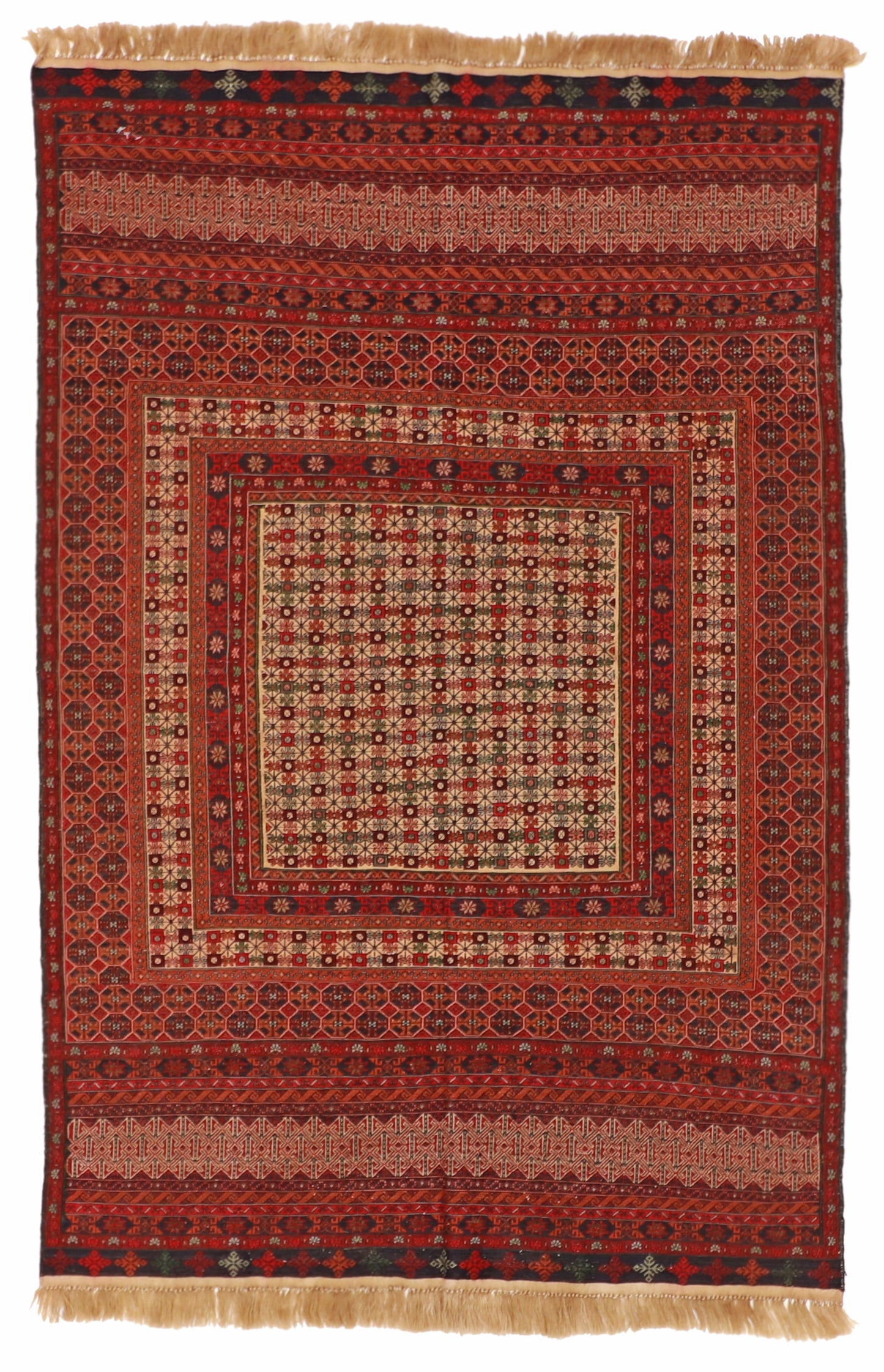 4x6 - Kurdish Fine/Wool Geometric Rectangle - Hand Knotted Rug