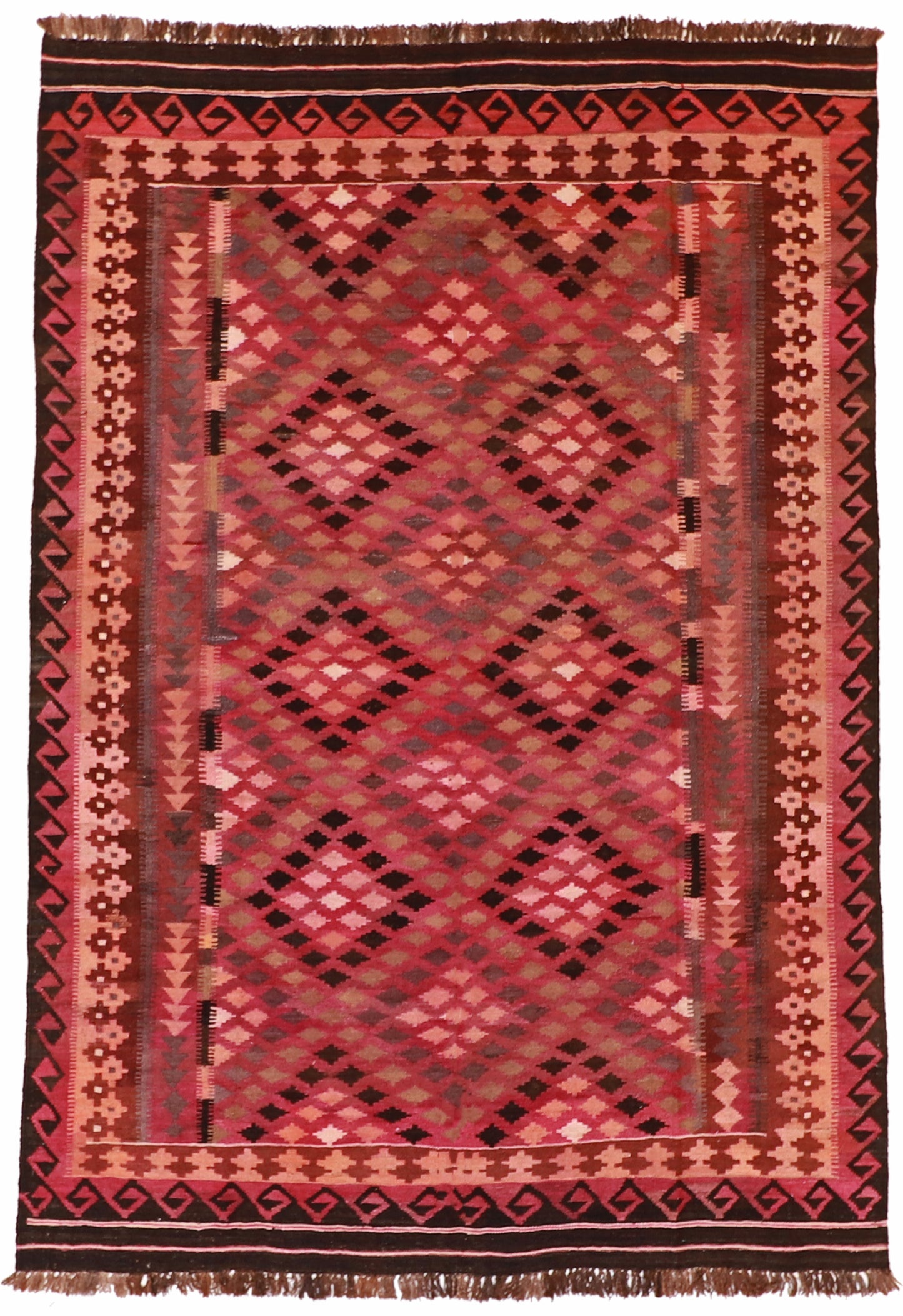 7x10 - Kilim Fine/Wool Geometric Rectangle - Hand Knotted Rug