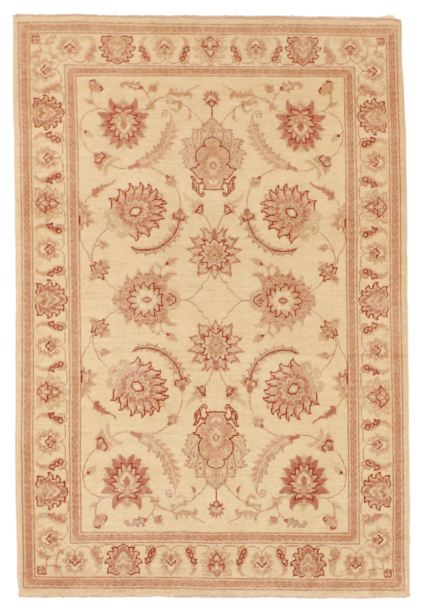 4x6 - Qum Wool All Over Rectangle - Hand Knotted Rug
