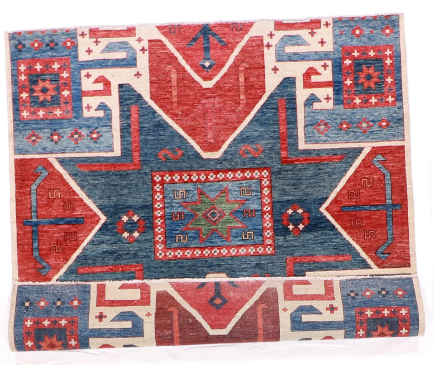 Square - Star Kazak Wool All Over Rectangle - Hand Knotted Rug