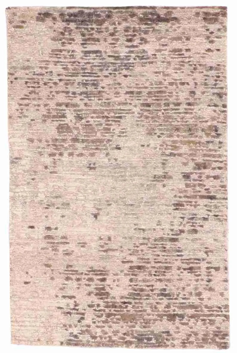 2 x 3 - Modern Fine/Wool & Silk All Over Rectangle - Finest Hand-Knotted Quality Wool & Silk — 62618