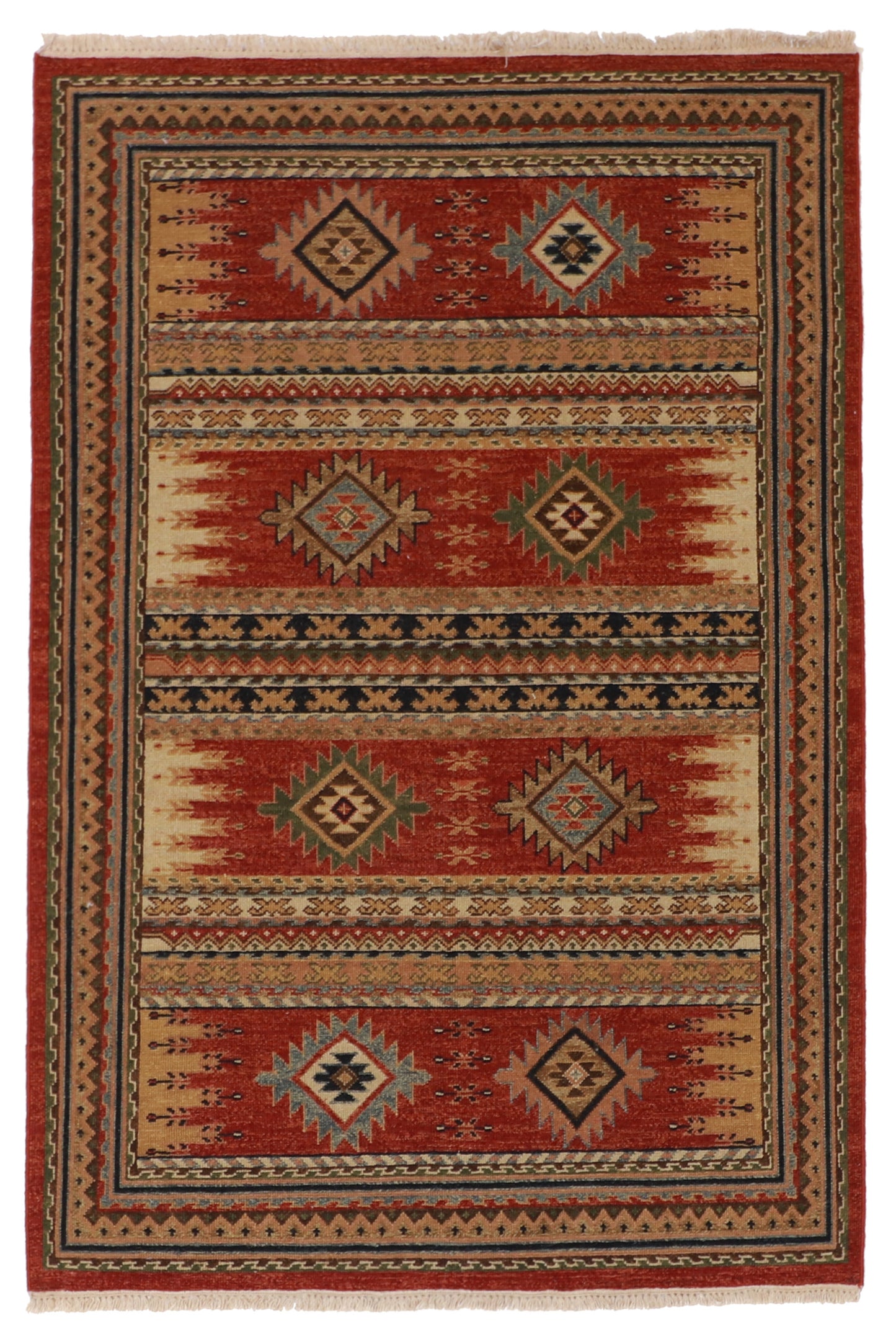 4x6 - Heriz Fine/Wool Geometric Rectangle - Hand Knotted Rug
