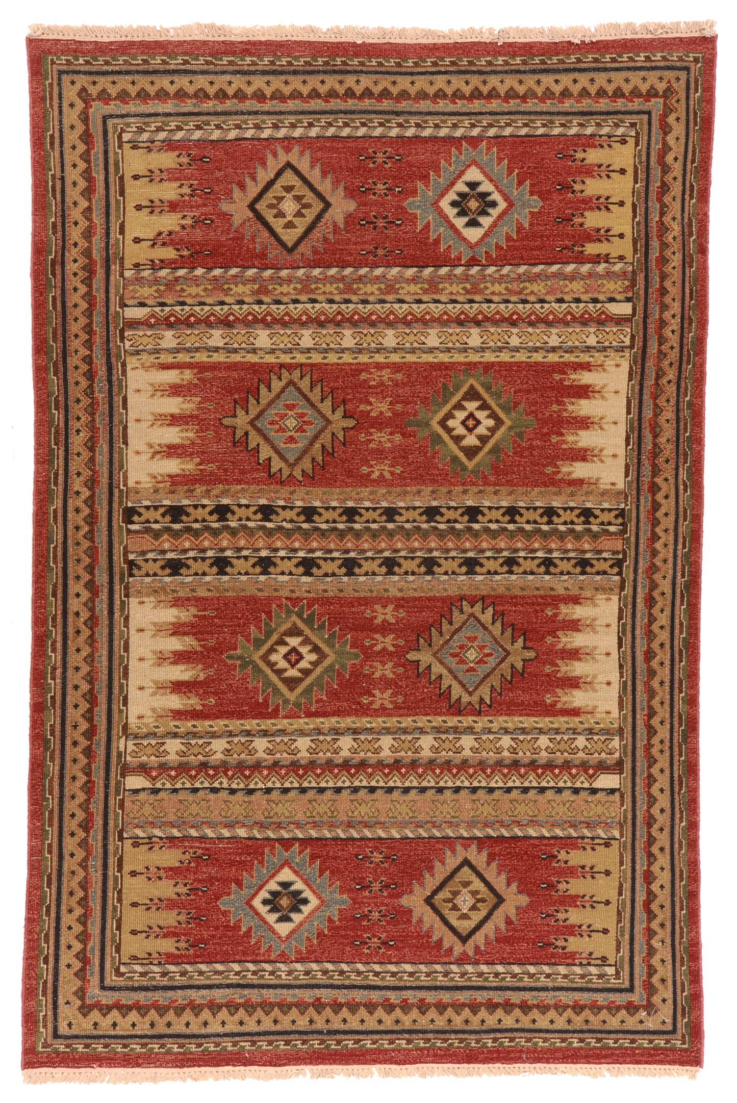 3x5 - Karajeh Fine/Wool Geometric Rectangle - Hand Knotted Rug