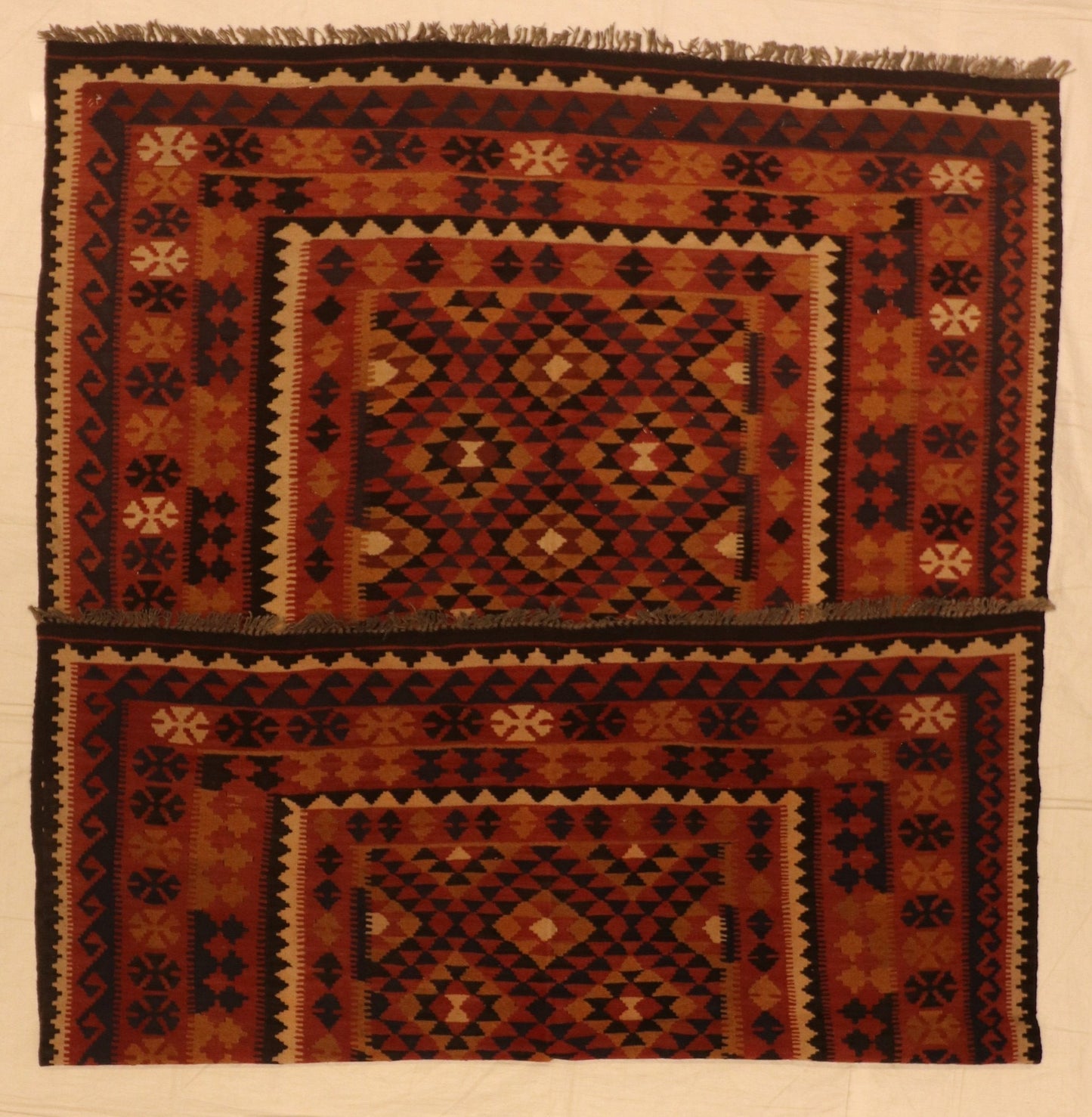 7x10 - Kilim Wool Geometric Rectangle - Hand Knotted Rug