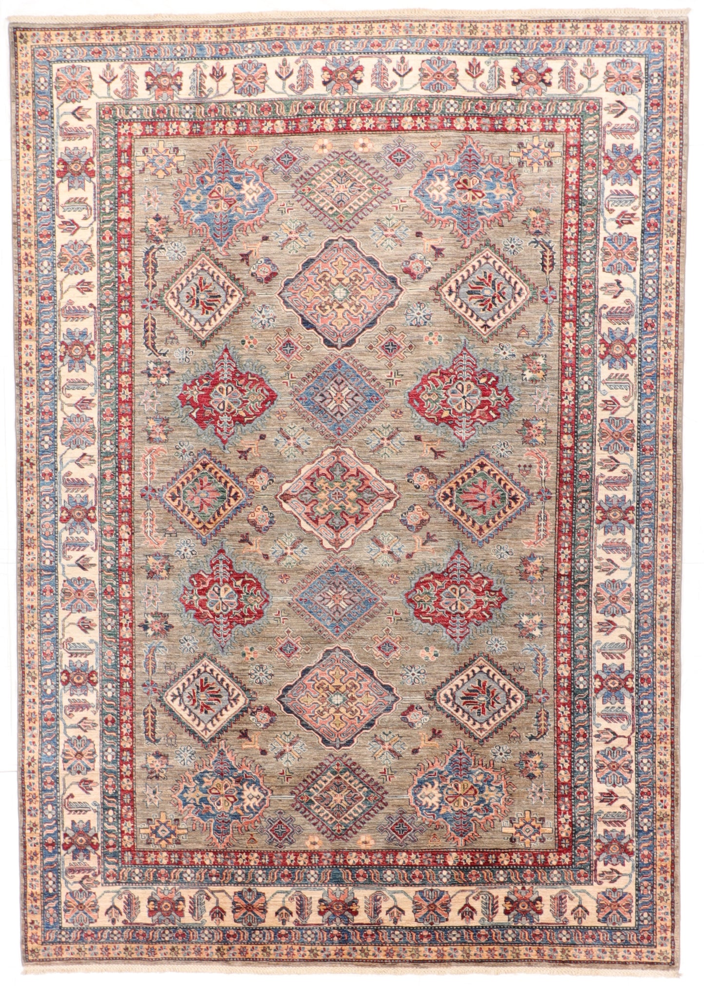 9 x 12 - Kazak Fine Geometric Rectangle - Hand Knotted Rug