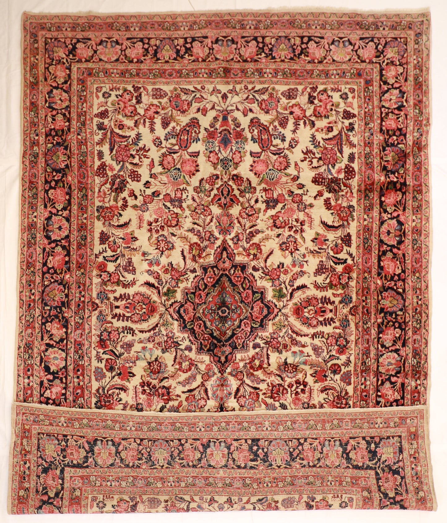 9x14 - Sarouk Fine/Wool Floral Rectangle - Hand Knotted Rug