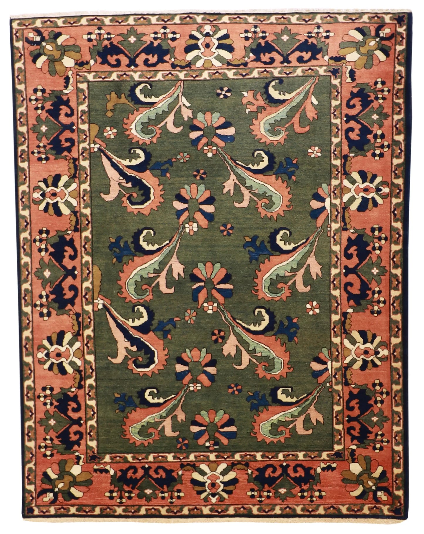 6x9 - Mahal Fine Geometric Rectangle - Hand Knotted Rug — 10345