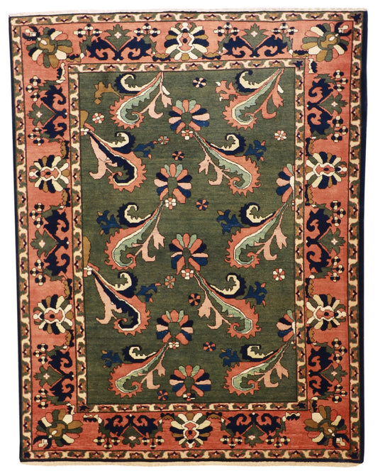 6x9 - Mahal Fine Geometric Rectangle - Hand Knotted Rug — 10345