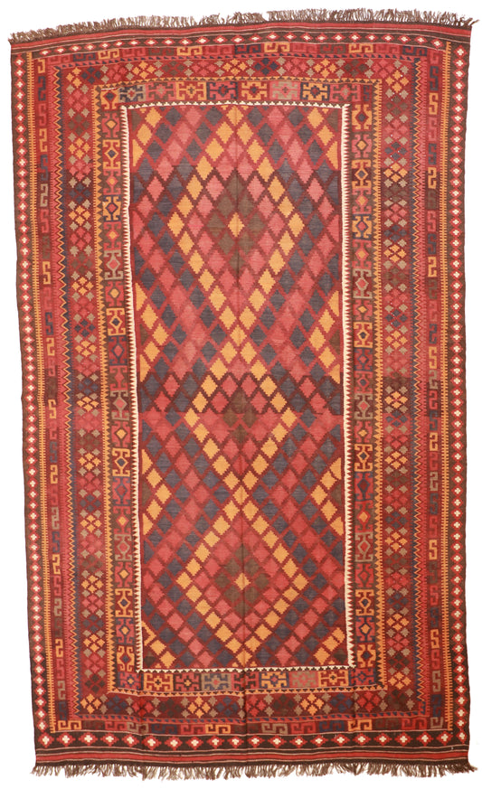 10x13 - Kilim Wool Geometric Rectangle - Hand Knotted Rug