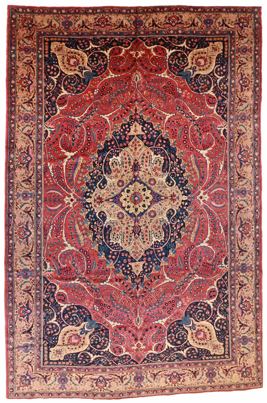 11 x 16 - Tabriz Fine All Over Rectangle - Hand Knotted Rug — 11661