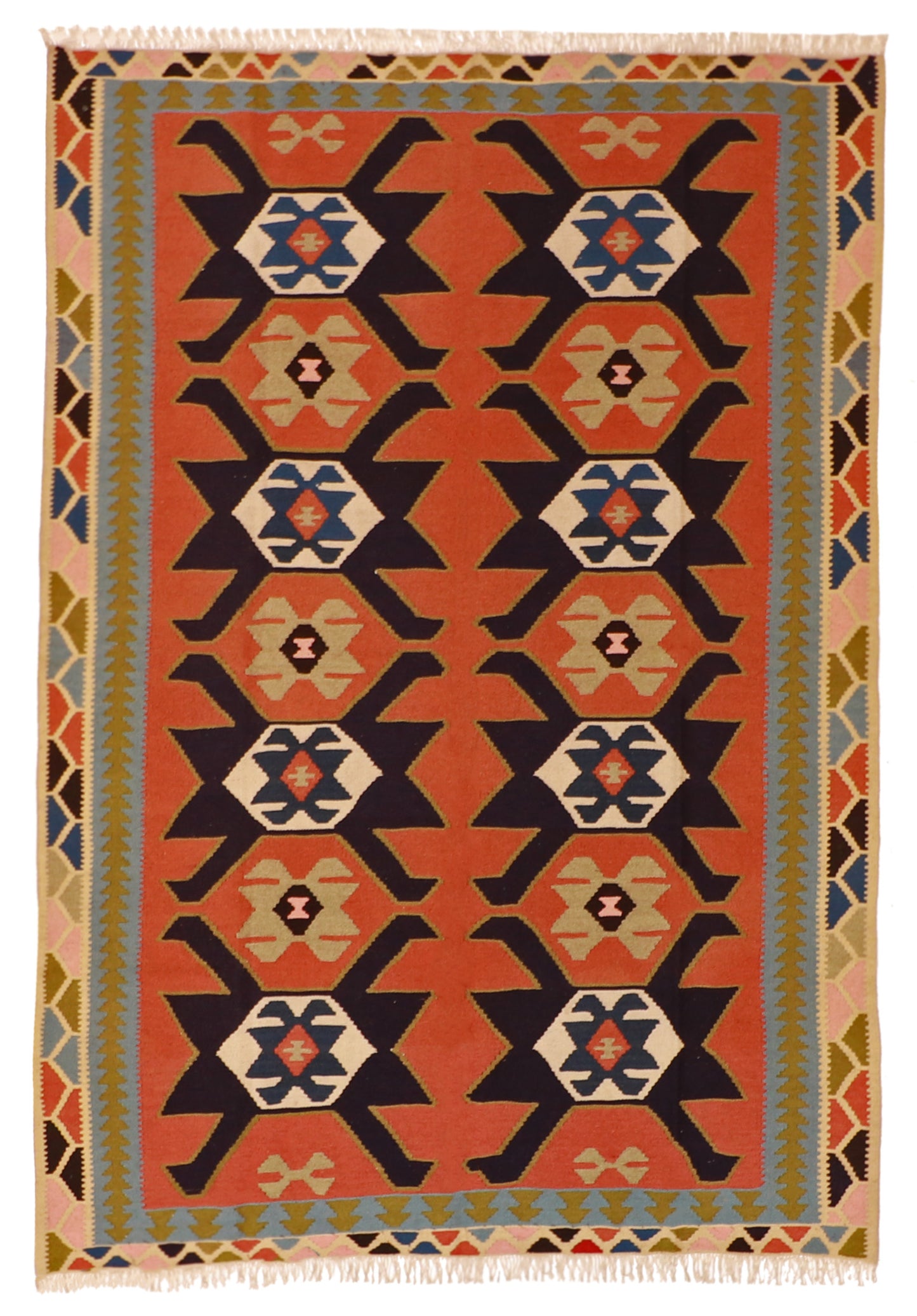 6x9 - Kilim Fine/Wool Geometric Rectangle - Hand Knotted Rug