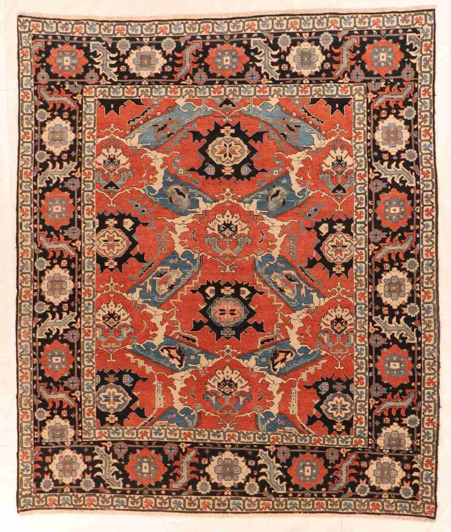 W 8.7 - L 10.2 - Serapie Wool Traditional Rectangle - Finest Hand-Knotted Quality Wool - 11973