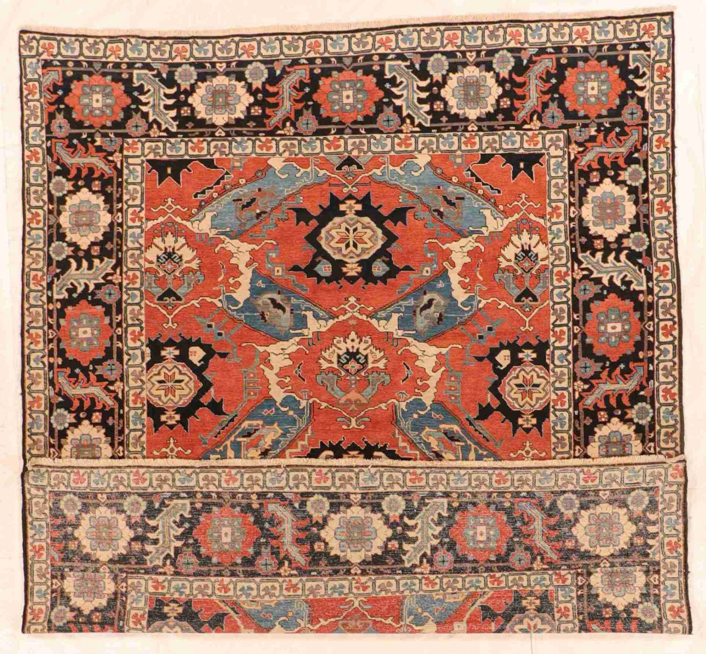 W 8.7 - L 10.2 - Serapie Wool Traditional Rectangle - Finest Hand-Knotted Quality Wool - 11973