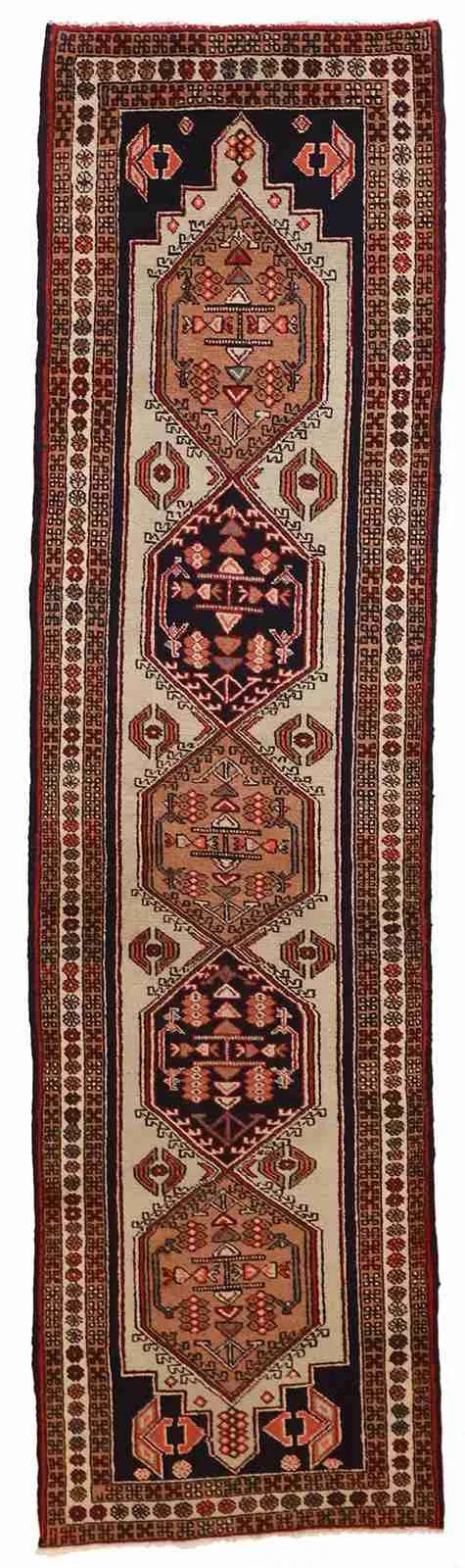 Runner - Ardabil Fine Geometric Rectangle - Hand Knotted Rug — 12280