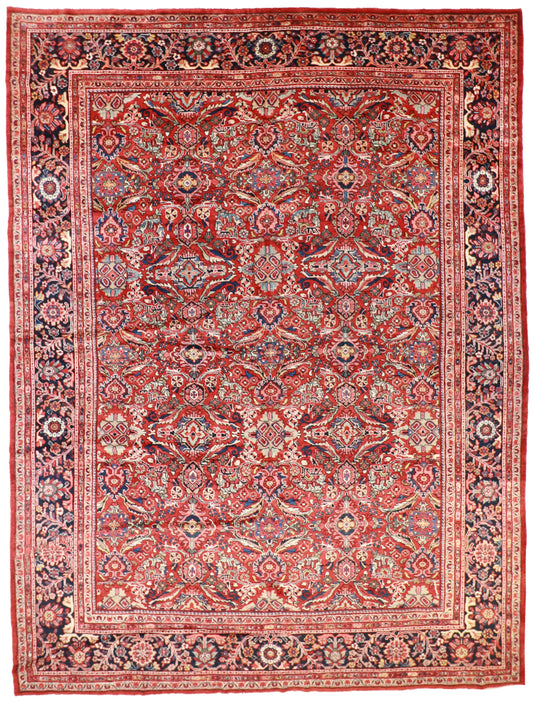 10x14 - Mahal Antique/Wool All Over Rectangle - Hand Knotted Rug