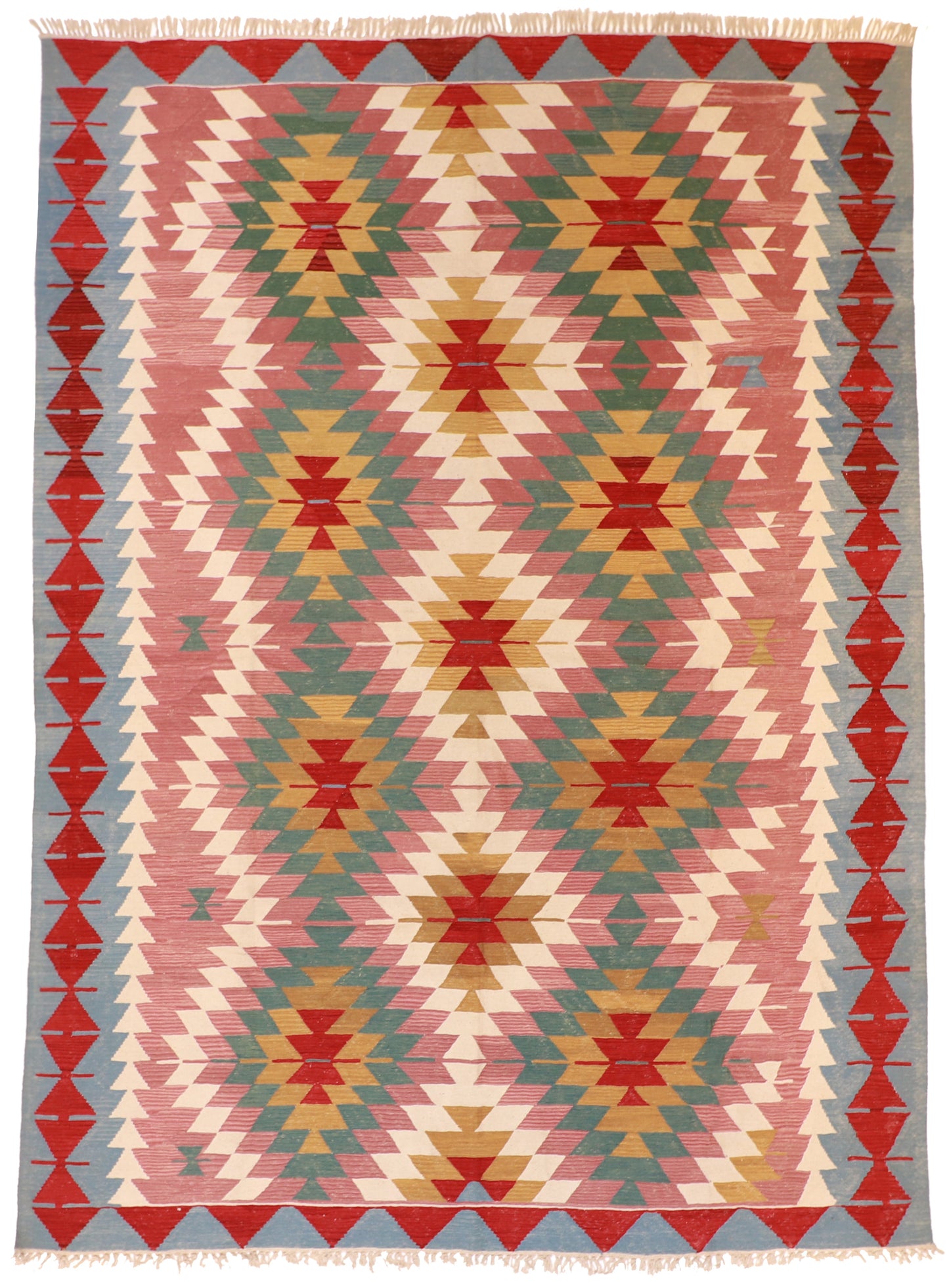 10x13 - Kilim Wool Geometric Rectangle - Hand Knotted Rug