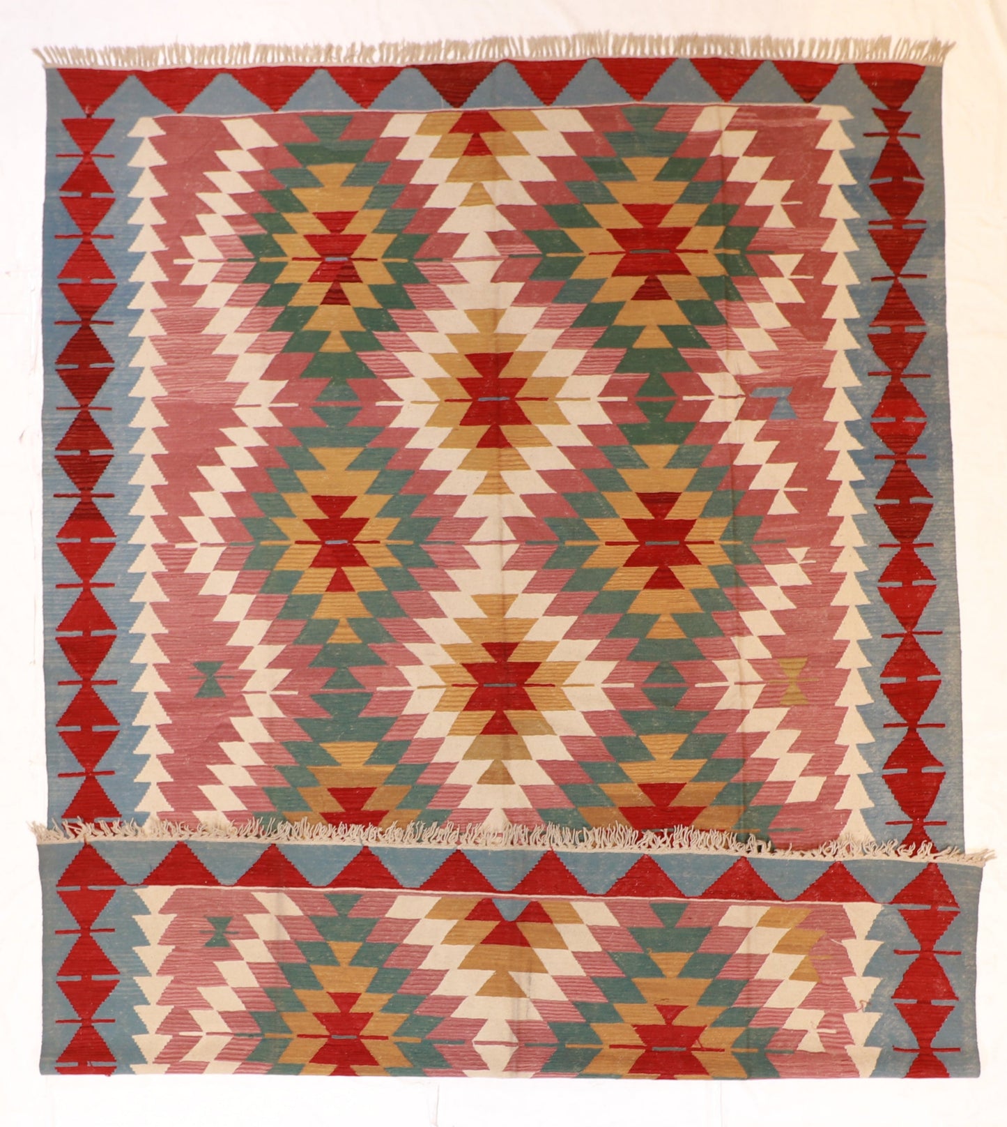 10x13 - Kilim Wool Geometric Rectangle - Hand Knotted Rug