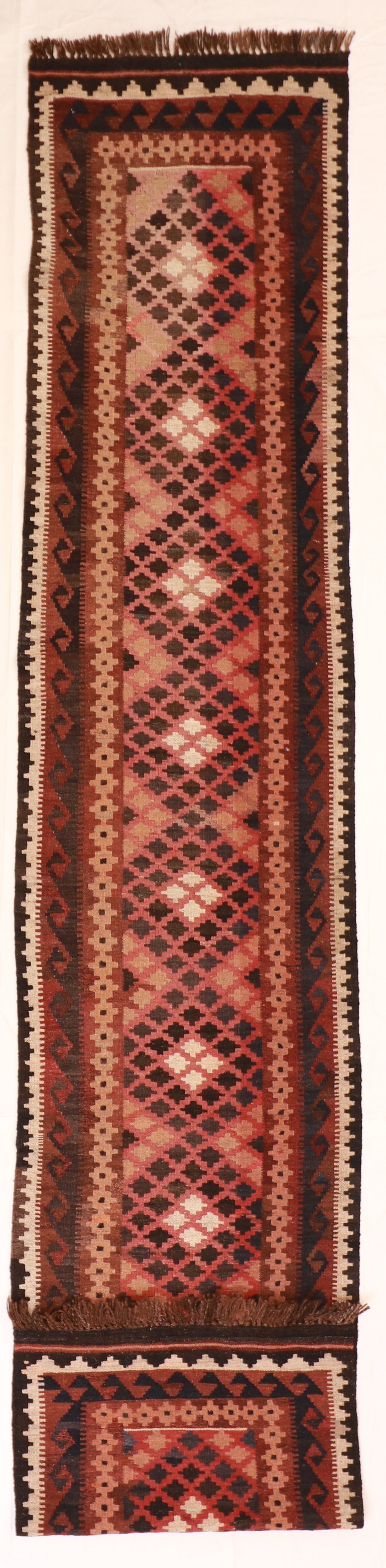 2'7"x13' Runner - Kilim Wool Geometric Rectangle - Hand Knotted Rug — 16054