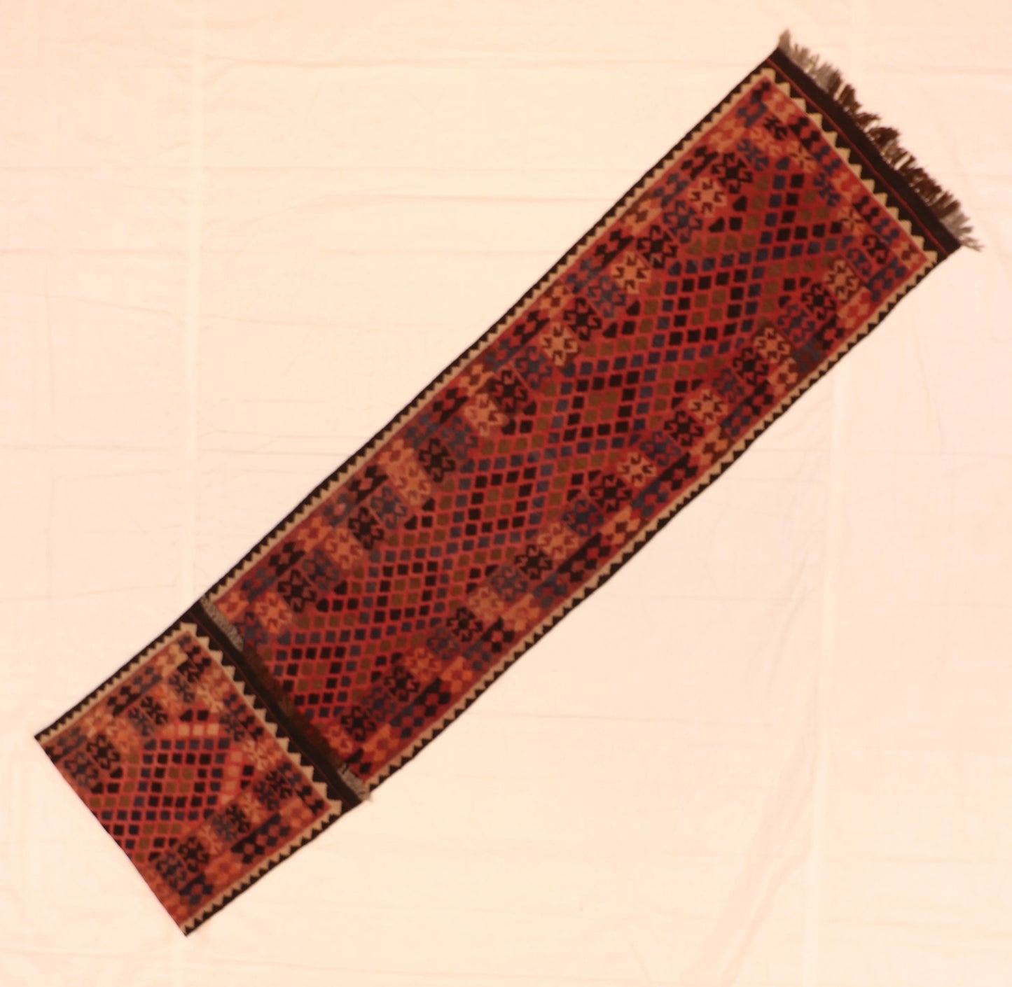 Runner - Kilim Wool Geometric Rectangle - Hand Knotted Rug