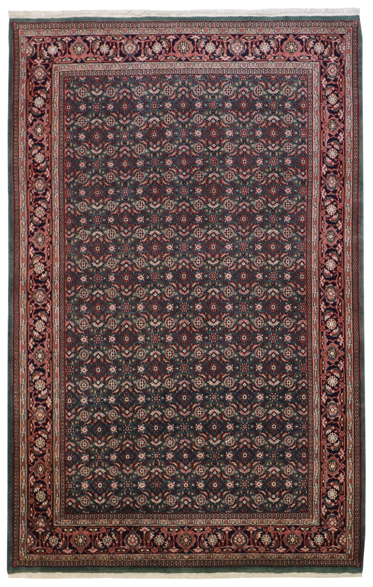 6x9 - Bijar Wool Geometric Rectangle - Hand Knotted Rug — 17617