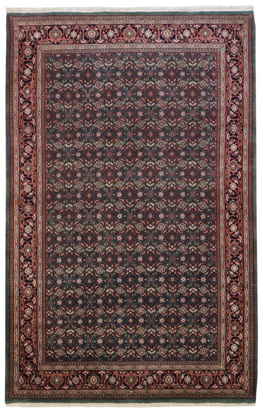 6x9 - Bijar Wool Geometric Rectangle - Hand Knotted Rug — 17617