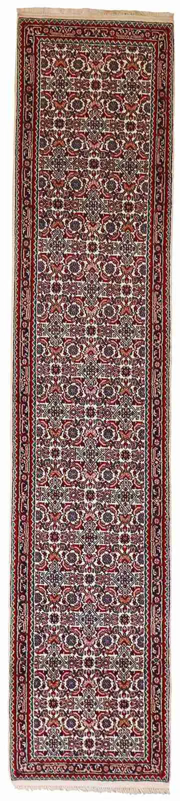 Runner - Bijar Fine Geometric Rectangle - Hand Knotted Rug — 17770