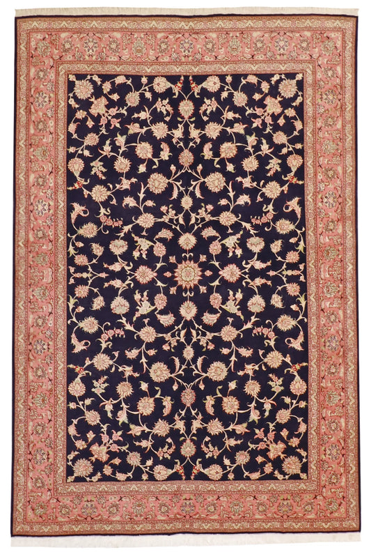 6x9 - Tabriz Fine/Wool/Silk All Over Rectangle - Hand Knotted Rug — 19527