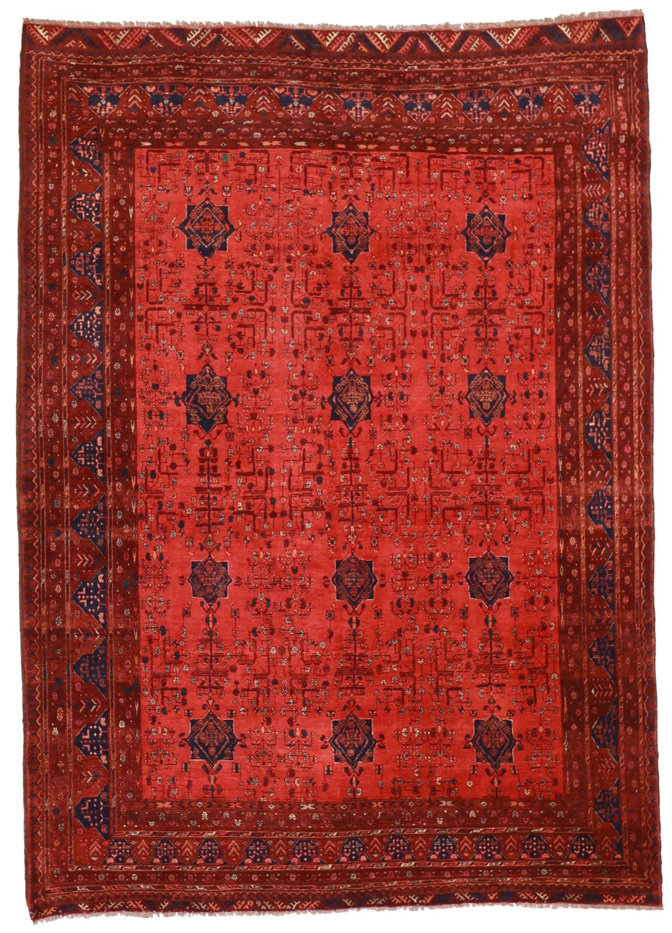 7x10 - Turkaman Wool Geometric Rectangle - Hand Knotted Rug — 20788