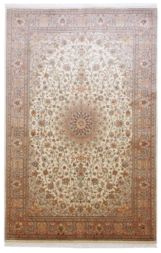6x9 - Tabriz Wool Floral Rectangle - Hand Knotted Rug — 20953