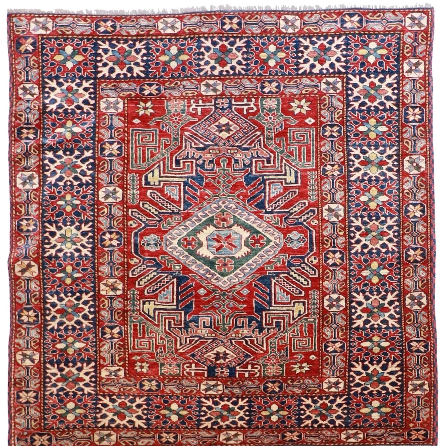 5x7 - Shirvan Wool Geometric Rectangle - Hand Knotted Rug — 21278