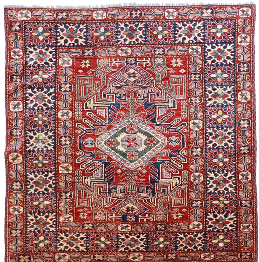 5x7 - Shirvan Wool Geometric Rectangle - Hand Knotted Rug — 21278