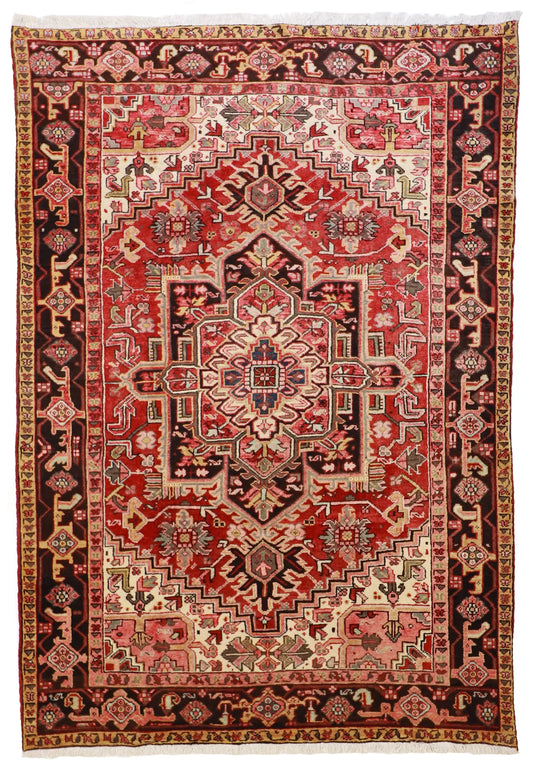 7x10 - Heriz Fine Geometric Rectangle - Hand Knotted Rug — 21892