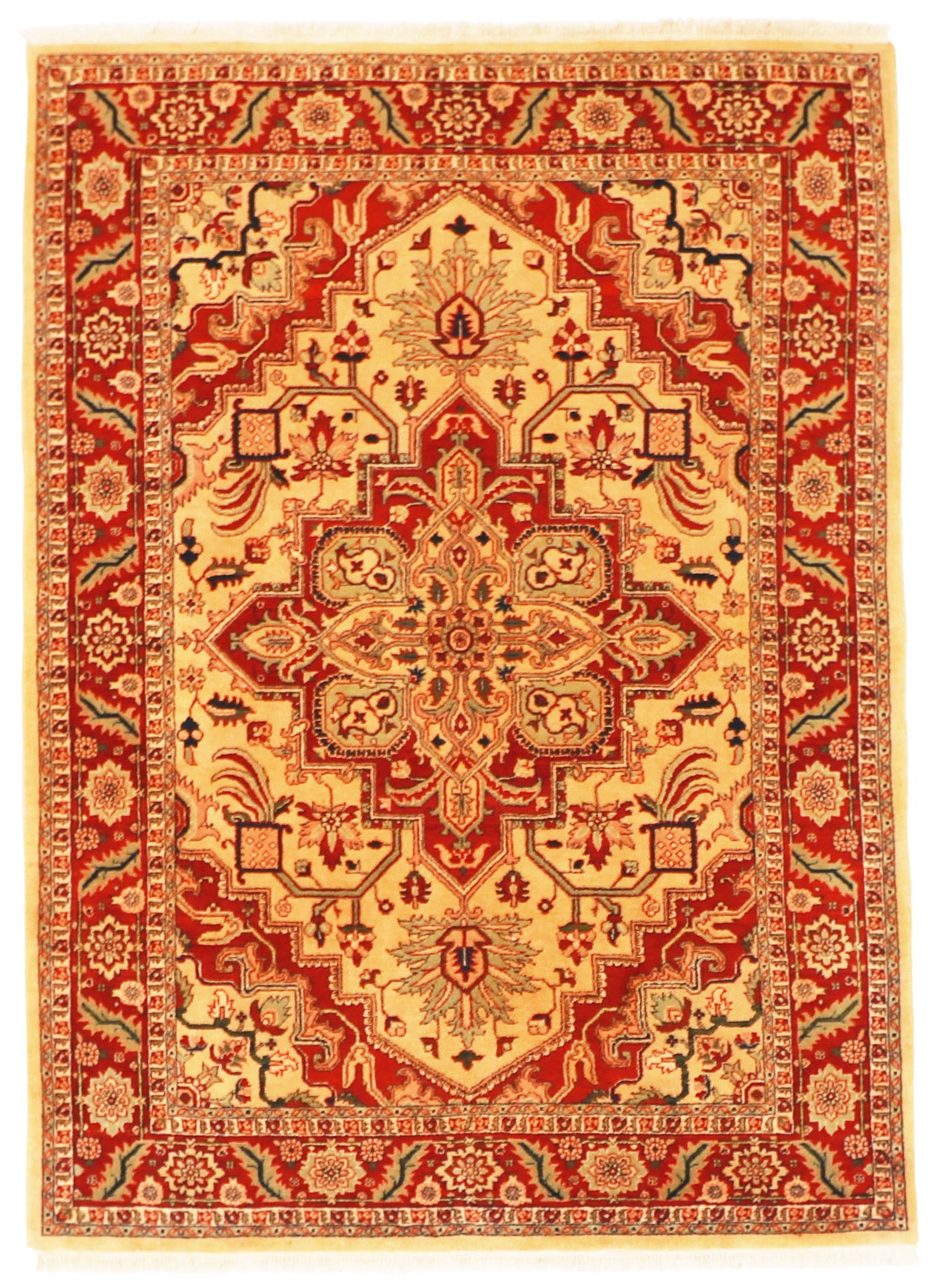 5.7 x 7.7 - Heriz Wool Traditional Rectangle - Finest Hand-Knotted Quality Wool