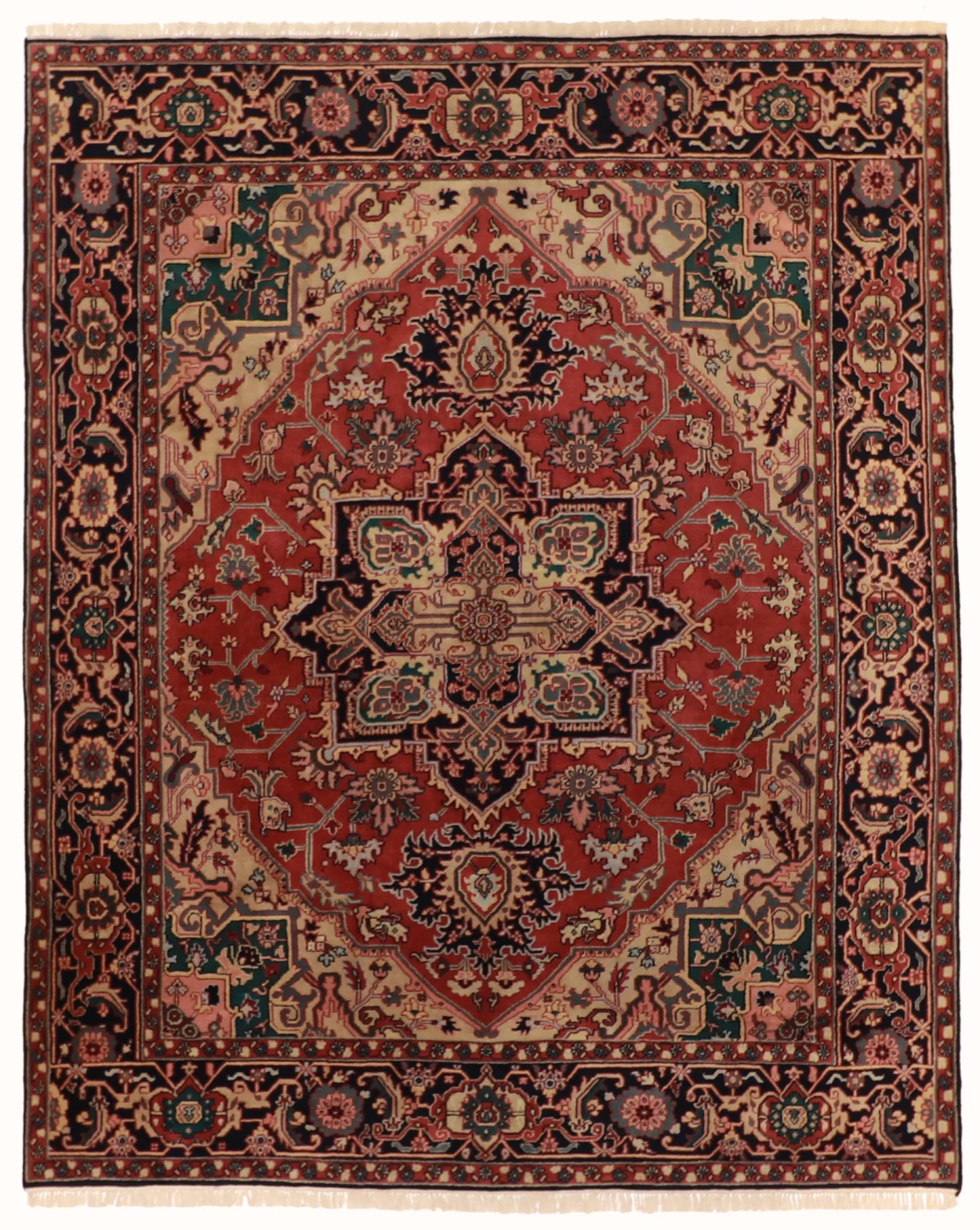 W 8.1 - L 10 - Heriz Wool Traditional Rectangle - Finest Hand-Knotted Quality Wool - 22924