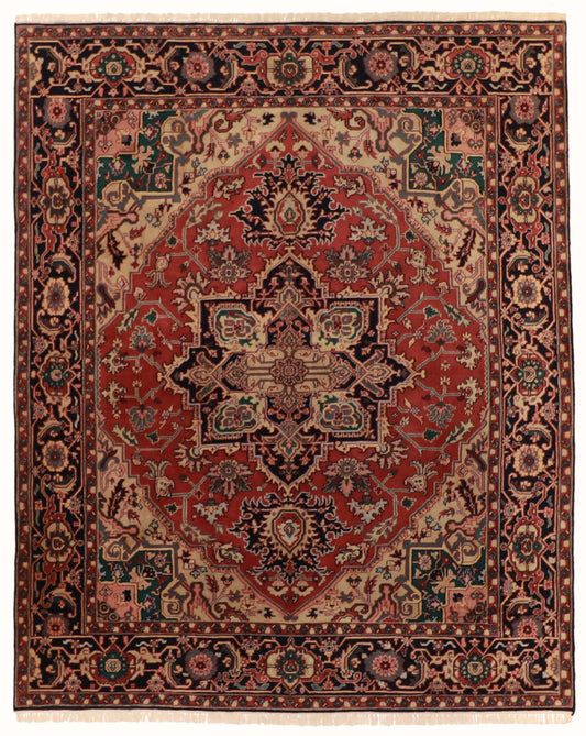 W 8.1 - L 10 - Heriz Wool Traditional Rectangle - Finest Hand-Knotted Quality Wool - 22924