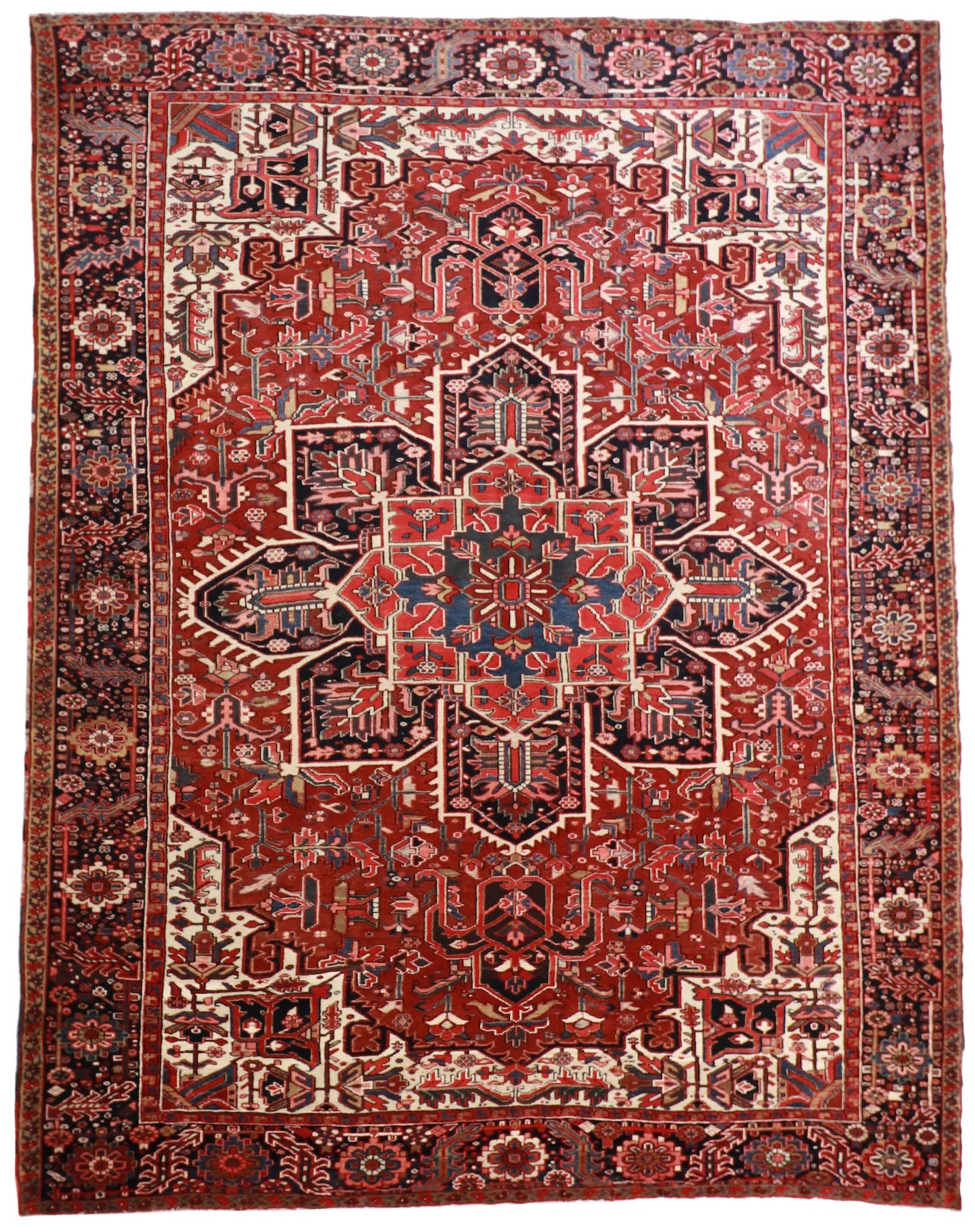 9 x12 - Heriz Silk Geometric Rectangle - Hand Knotted Rug — 24826