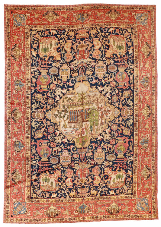 9 x 13 - Tabriz  Antique/Fine All Over Rectangle - Hand Knotted Rug — 26054