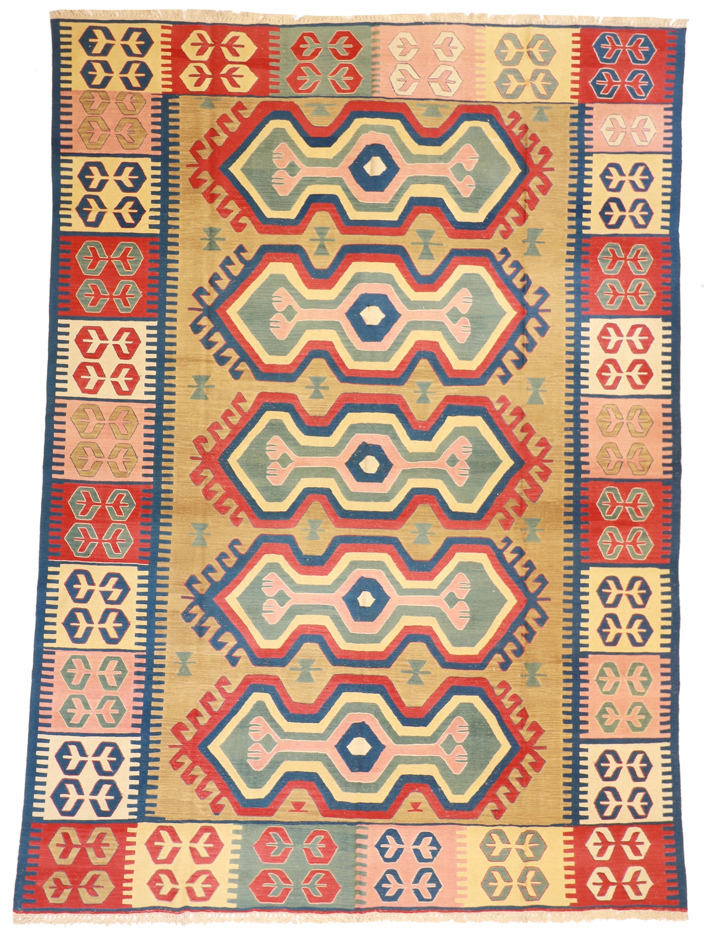 9x12 - Kilim Fine/Wool Geometric Rectangle - Hand Knotted Rug