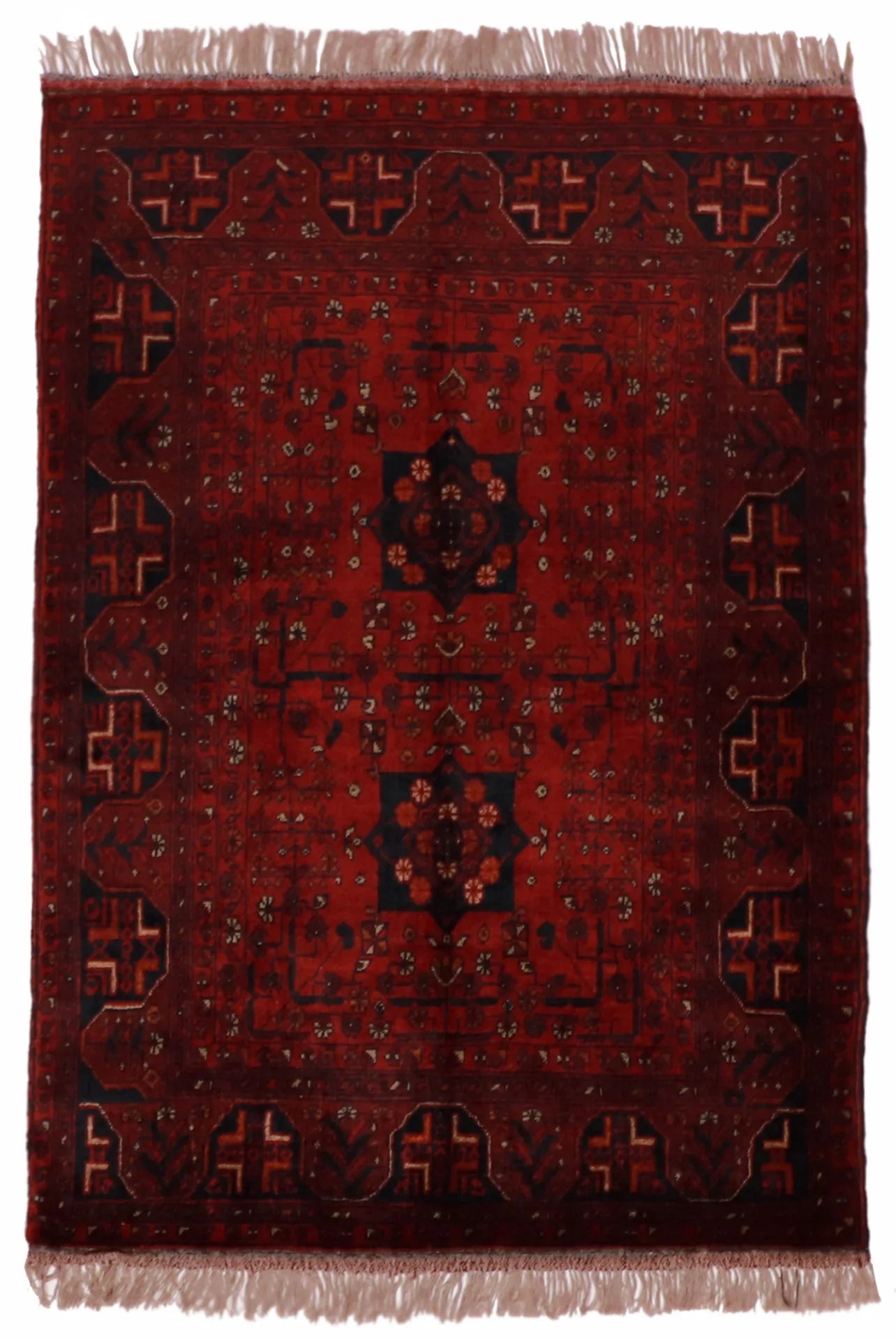 3x5 - Khan Mohamadie Fine Geometric Rectangle - Hand knotted Rug — 26290