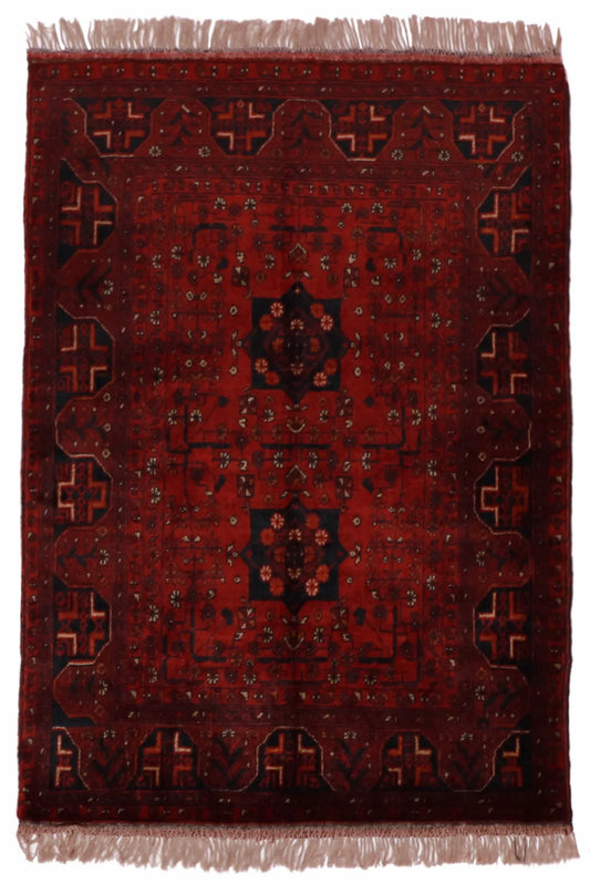 3x5 - Khan Mohamadie Fine Geometric Rectangle - Hand knotted Rug — 26290