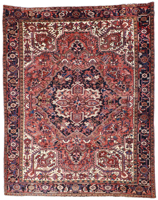 9 x12 - Heriz Fine/Wool Geometric Rectangle - Hand Knotted Rug — 27549