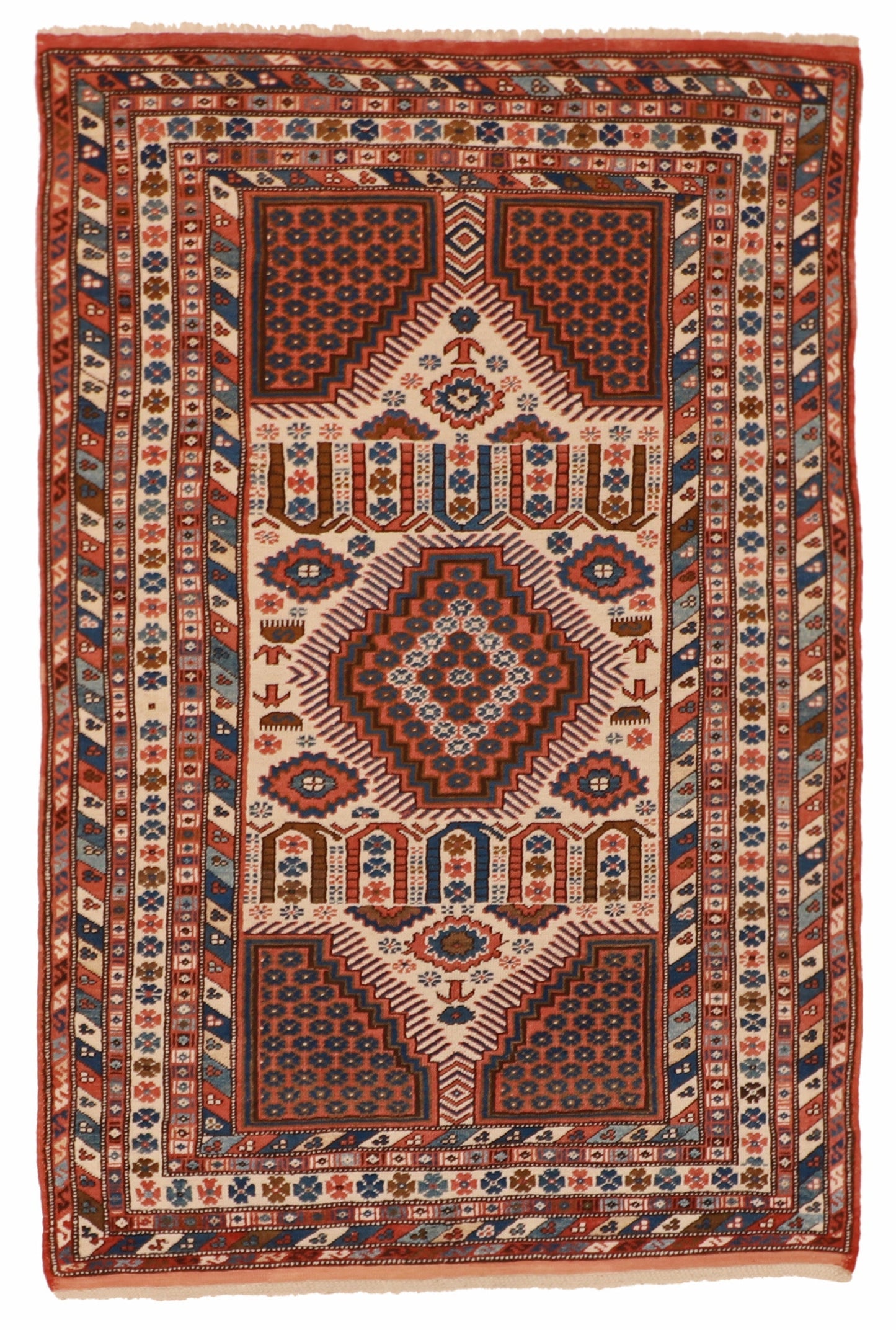 5x7 - Kazak Fine Geometric Rectangle - Hand Knotted Rug