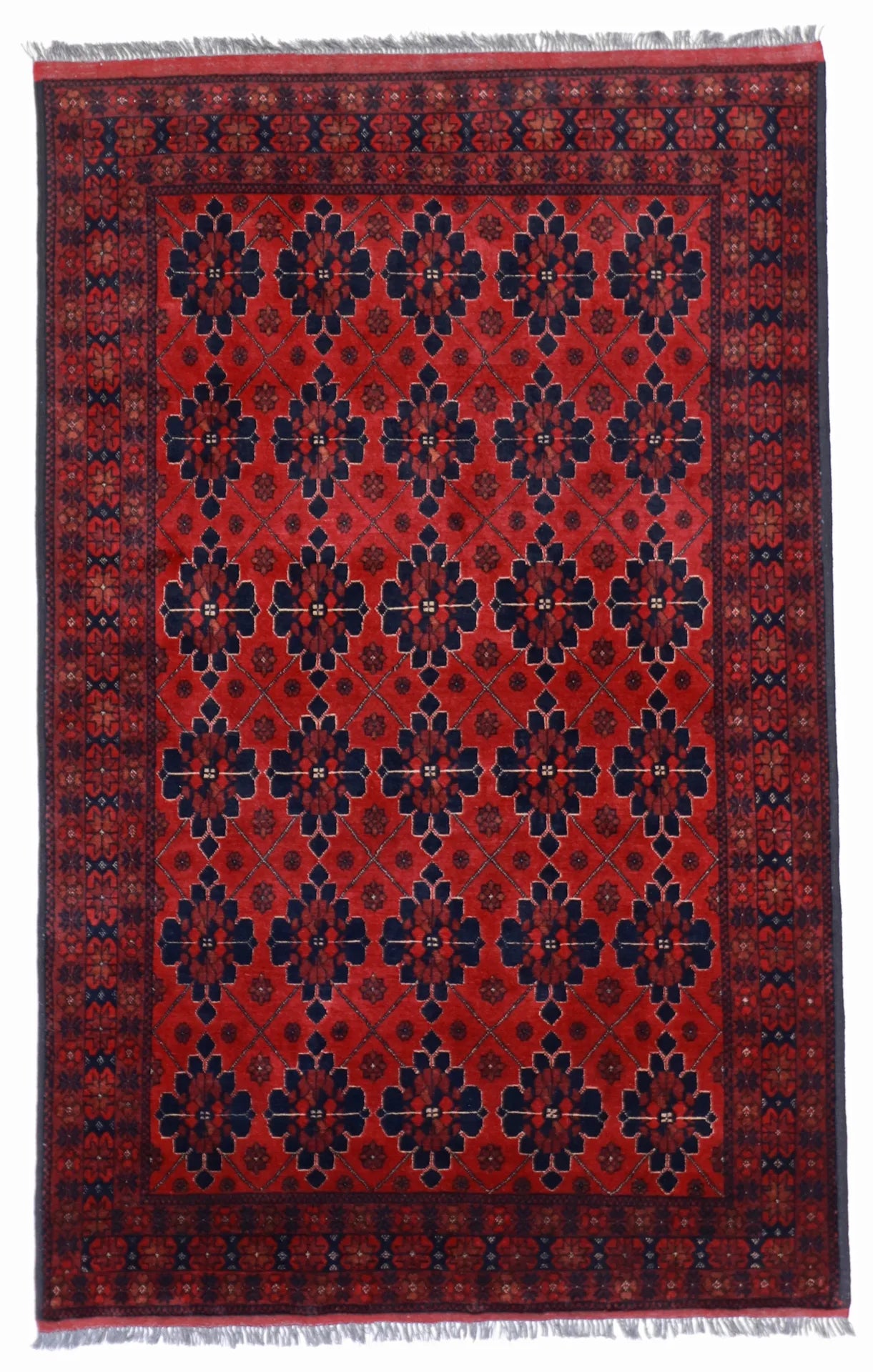 4x6 - Khan Wool Geometric Rectangle - Hand Knotted Rug — 50493