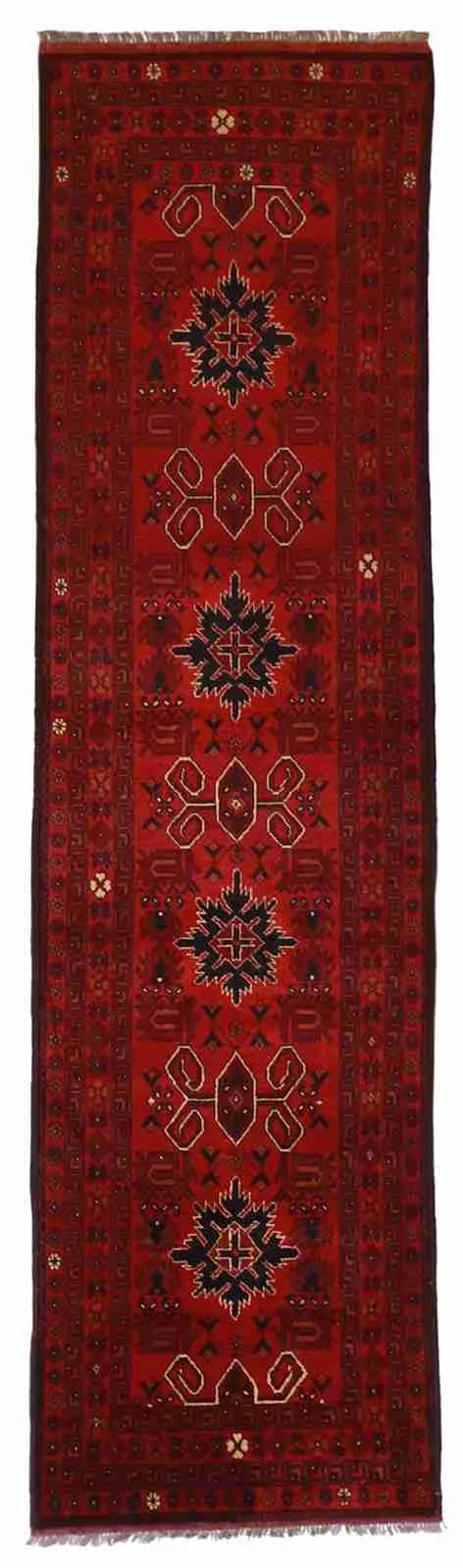 Runner - Yamoud Wool Geometric Rectangle - Hand Knotted Rug — 50515