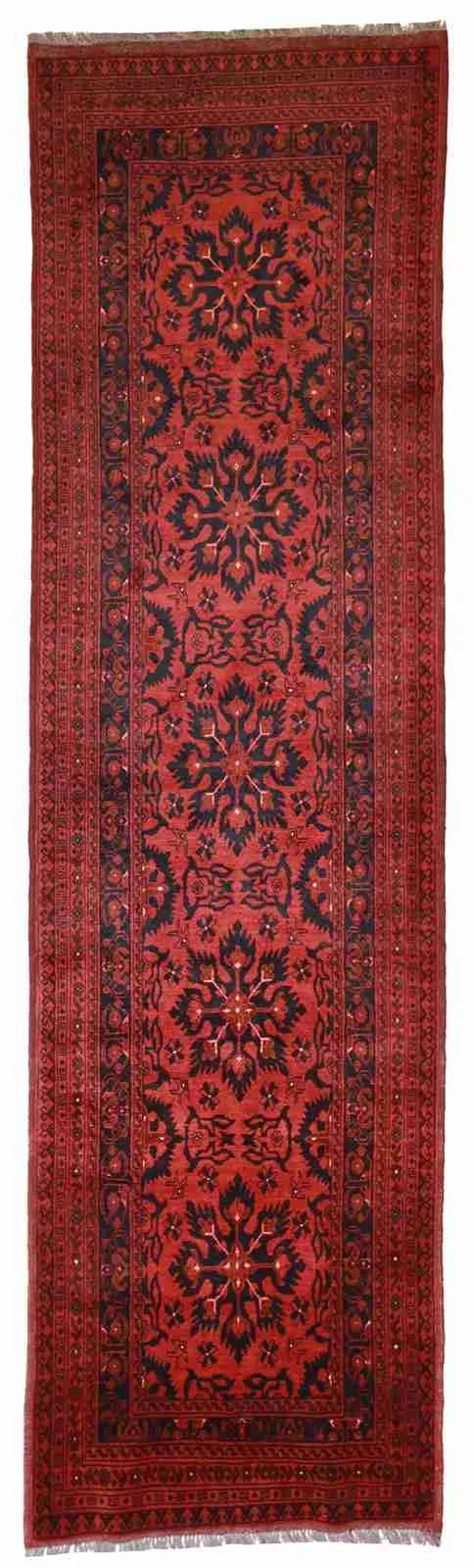 Runner - Khan Mohamadie Fine Geometric Rectangle - Hand Knotted Rug — 50524