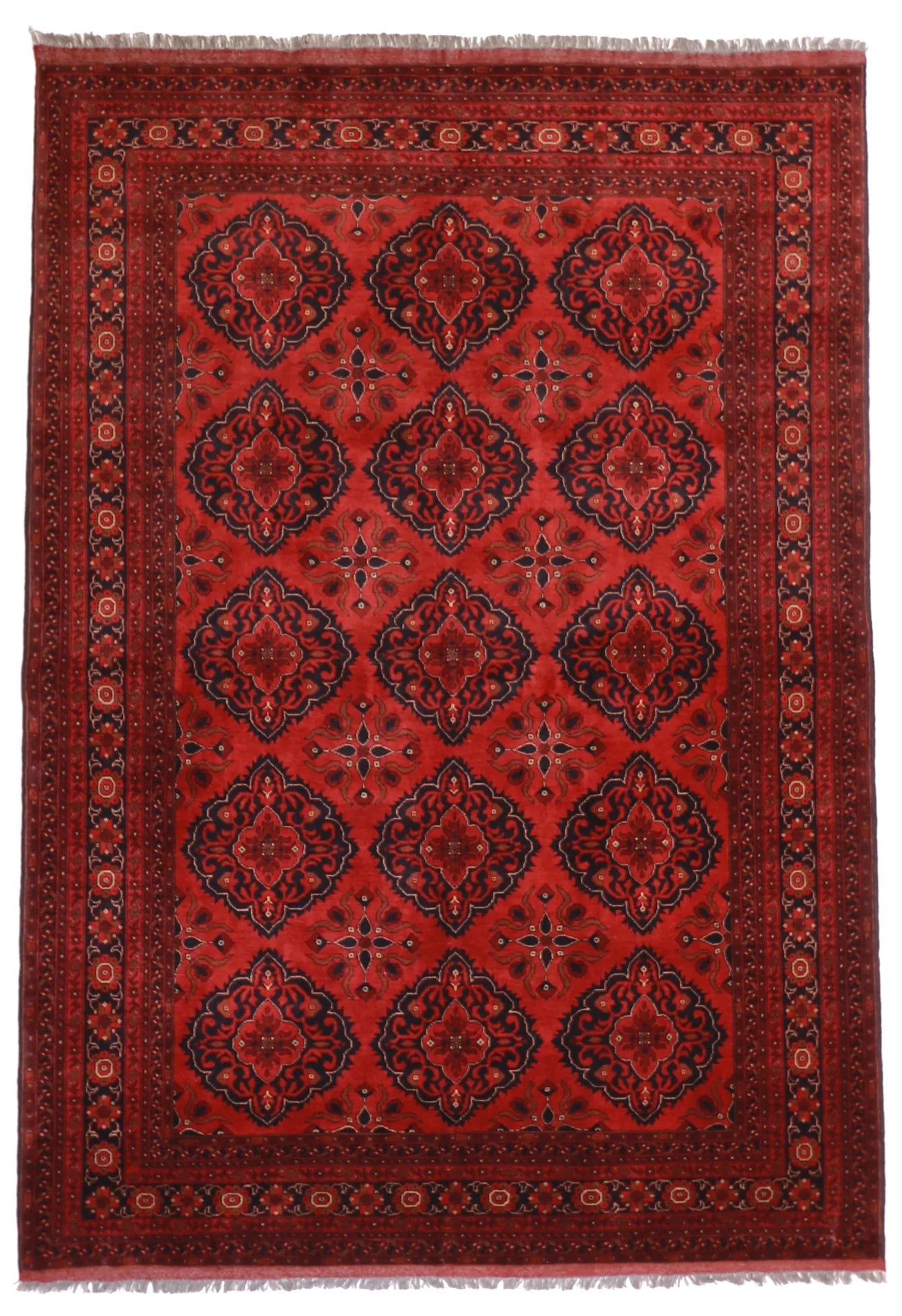 6x9 - Kazak Wool Geometric Rectangle - Hand Knotted Rug — 50544