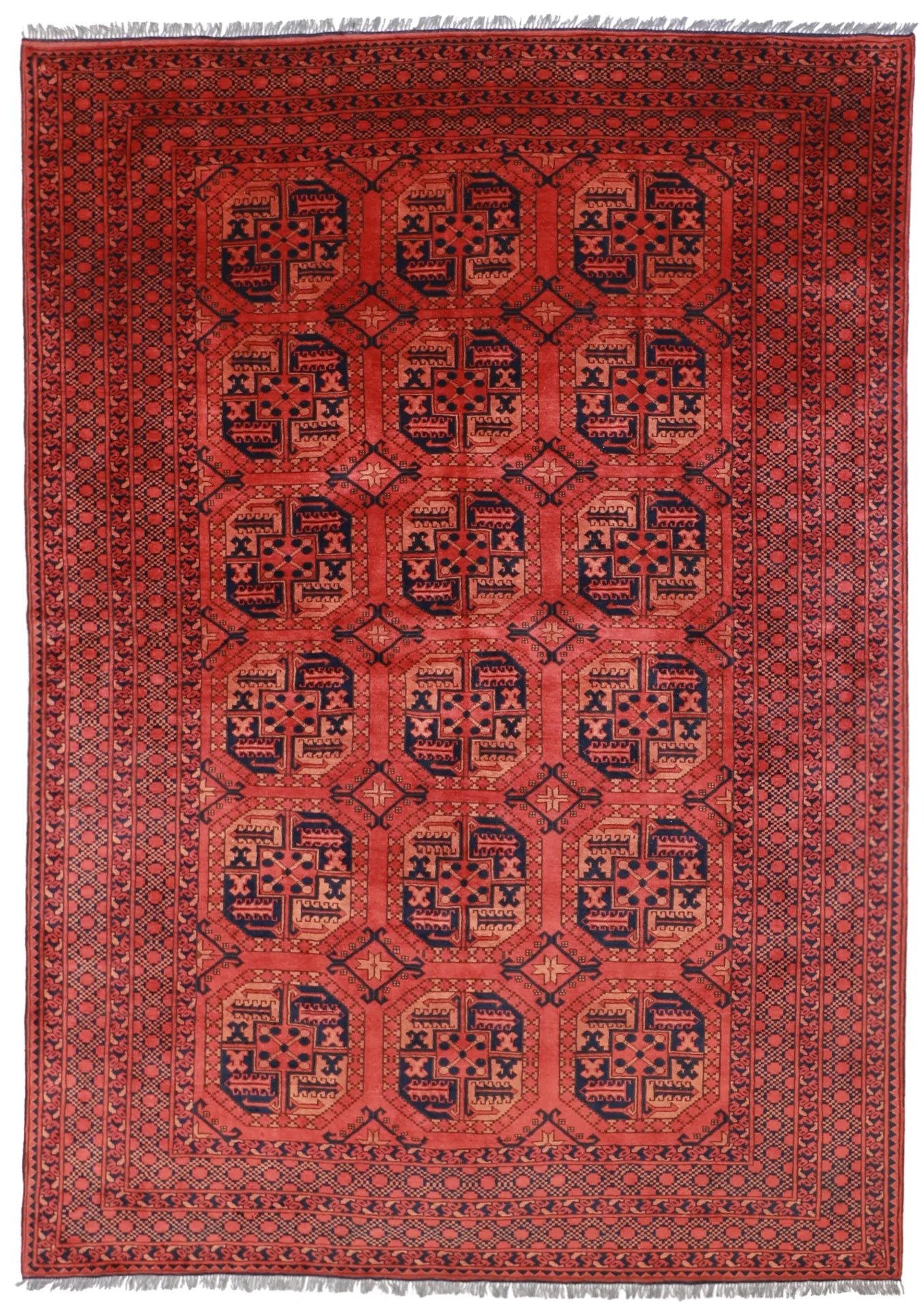 7x10 - Turkaman Wool Geometric Rectangle - Hand Knotted Rug — 50553