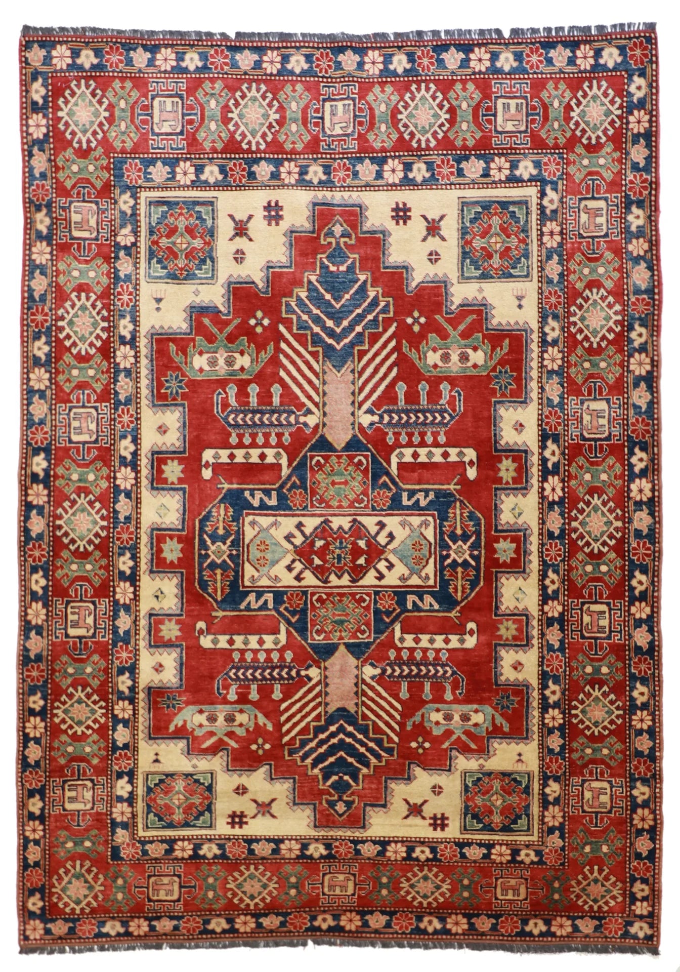 6x9 - Serapie Wool Geometric Rectangle - Hand Knotted Rug — 50641