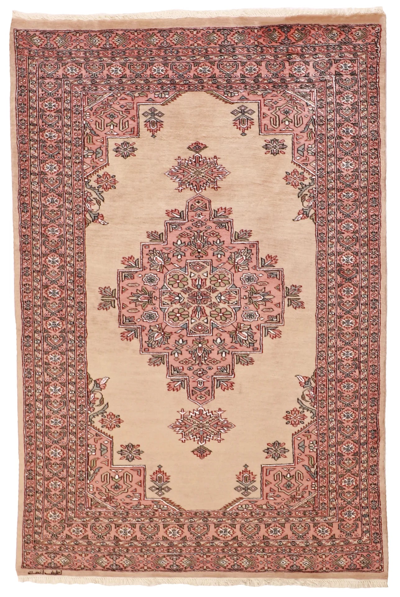 4x6 - Kashan Fine/Wool Geometric Rectangle - Hand Knotted Rug — 50692